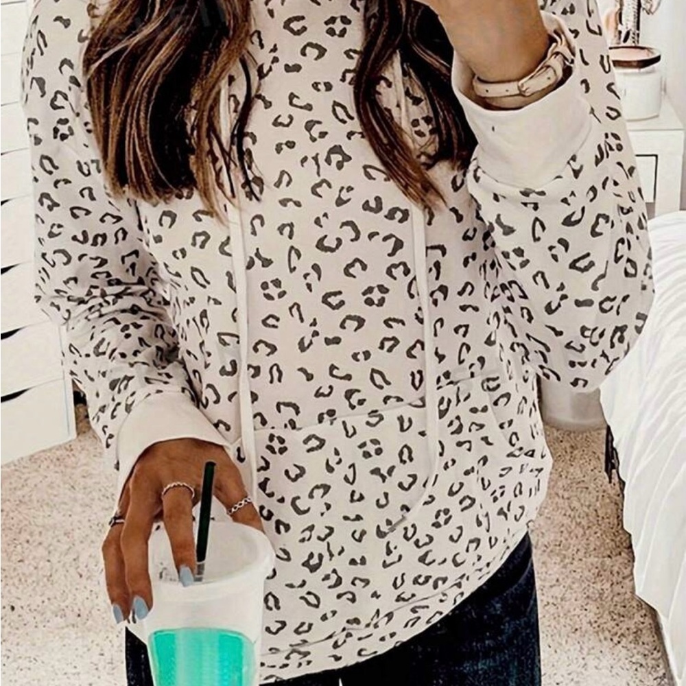 Leopard Print Women's Hoodie Top